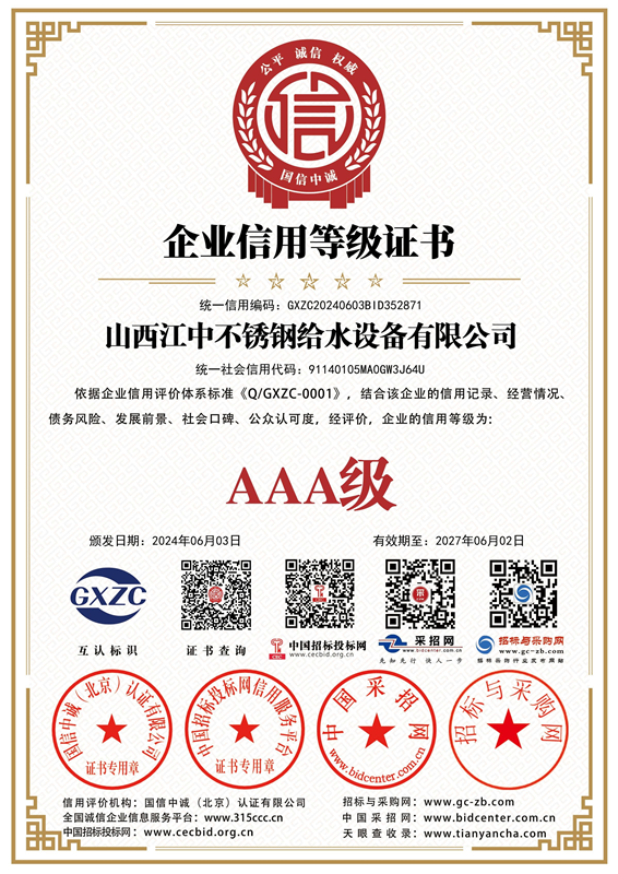 企业信用等级证书